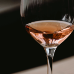 rose wine glass close up